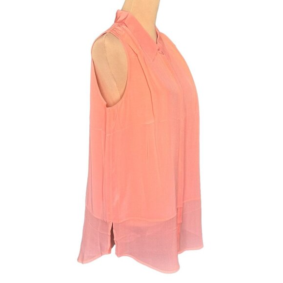 NWT Gold Hawk 100% Silk Blouse Tunic Sz.M Peach Orange Sleeveless Career Office - Picture 2 of 12